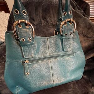 Tignanello Turquoise Pebbled Leather Bag